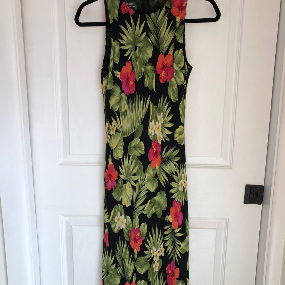 Lauren Ralph Lauren Silk Tropical Print Dress Size